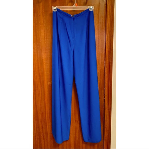 White & Blue Vietnamese Ao Dai Dress + Pants - Picture 6 of 7